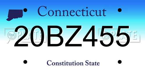 20BZ455 Connecticut License Plate