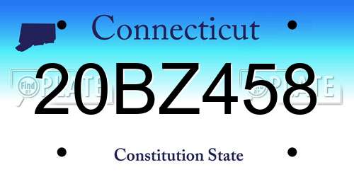 20BZ458 Connecticut License Plate