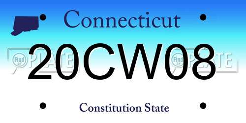 20CW08 Connecticut License Plate
