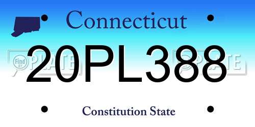 20PL388 Connecticut License Plate