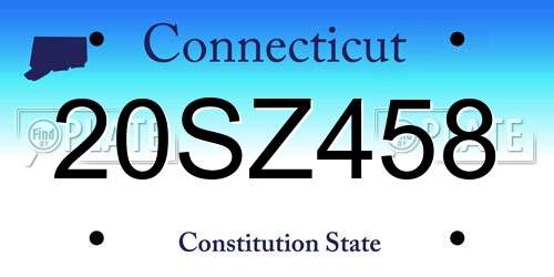 20SZ458 Connecticut License Plate
