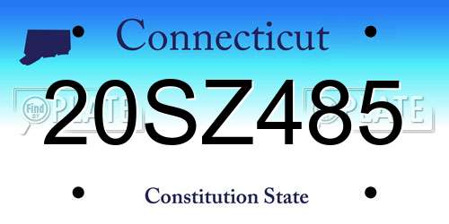 20SZ485 Connecticut License Plate