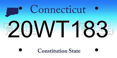 20WT183 Connecticut License Plate