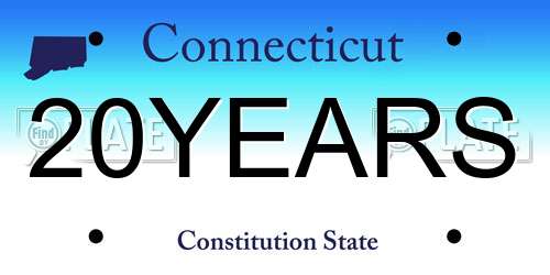 20YEARS Connecticut License Plate
