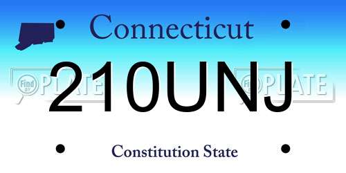 210UNJ Connecticut License Plate