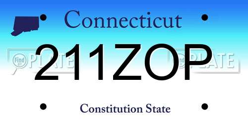 211ZOP Connecticut License Plate