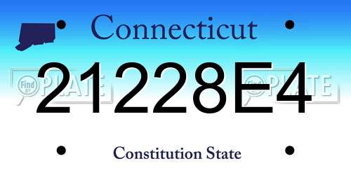 21228E4 Connecticut License Plate