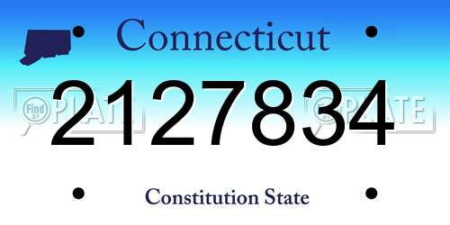 2127834 Connecticut License Plate