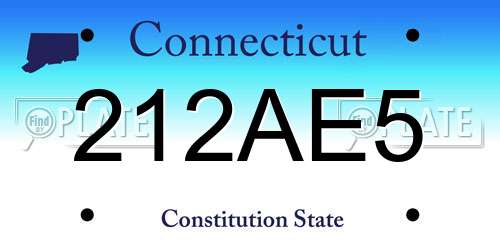 212AE5 Connecticut License Plate