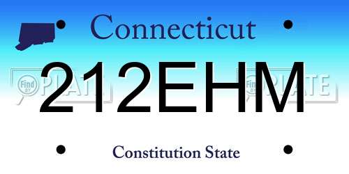 212EHM Connecticut License Plate