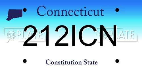 212ICN Connecticut License Plate