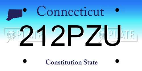 212PZU Connecticut License Plate