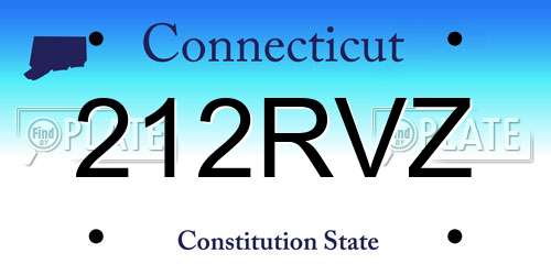 212RVZ Connecticut License Plate