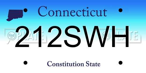 212SWH Connecticut License Plate