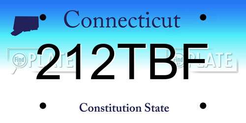 212TBF Connecticut License Plate
