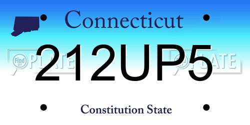 212UP5 Connecticut License Plate