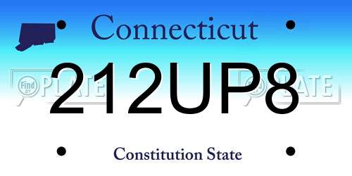 212UP8 Connecticut License Plate