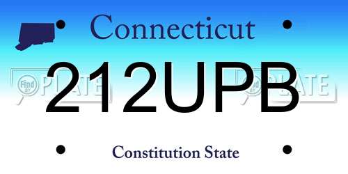 212UPB Connecticut License Plate