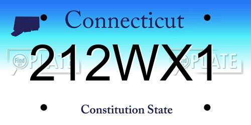 212WX1 Connecticut License Plate