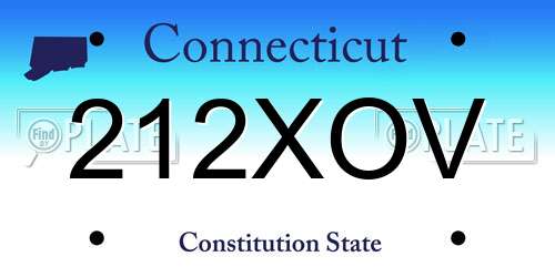212XOV Connecticut License Plate