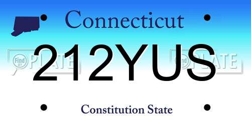 212YUS Connecticut License Plate
