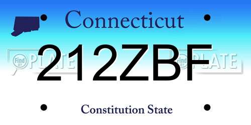 212ZBF Connecticut License Plate
