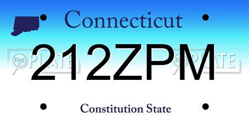 212ZPM Connecticut License Plate