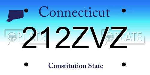 212ZVZ Connecticut License Plate