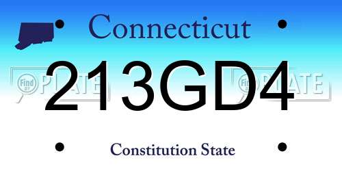 213GD4 Connecticut License Plate