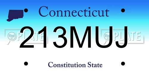 213MUJ Connecticut License Plate