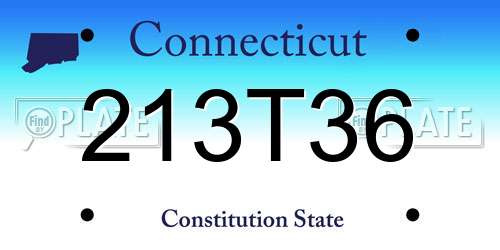 213T36 Connecticut License Plate