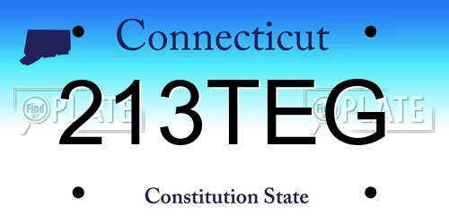 213TEG Connecticut License Plate