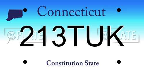213TUK Connecticut License Plate