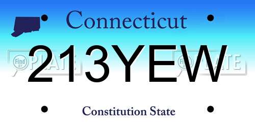 213YEW Connecticut License Plate