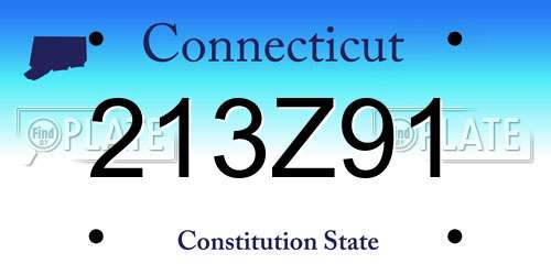 213Z91 Connecticut License Plate
