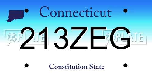 213ZEG Connecticut License Plate