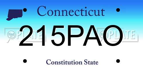 215PAO Connecticut License Plate