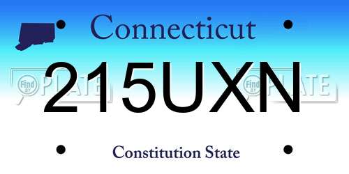 215UXN Connecticut License Plate