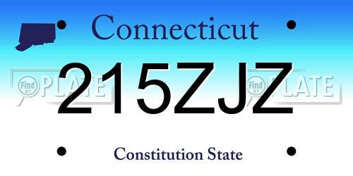 215ZJZ Connecticut License Plate