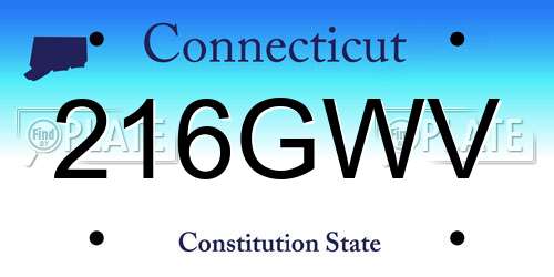 216GWV Connecticut License Plate
