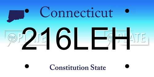 216LEH Connecticut License Plate