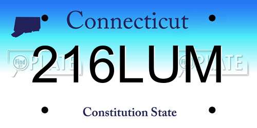 216LUM Connecticut License Plate