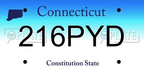 216PYD Connecticut License Plate