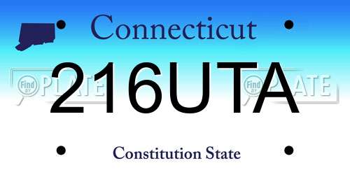 216UTA Connecticut License Plate