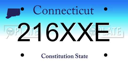 216XXE Connecticut License Plate
