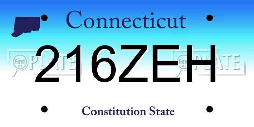 216ZEH Connecticut License Plate