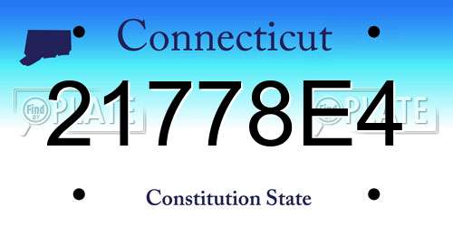 21778E4 Connecticut License Plate