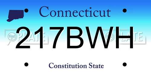 217BWH Connecticut License Plate