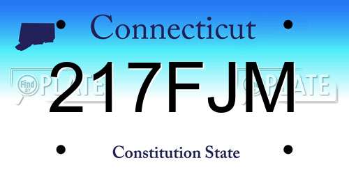 217FJM Connecticut License Plate