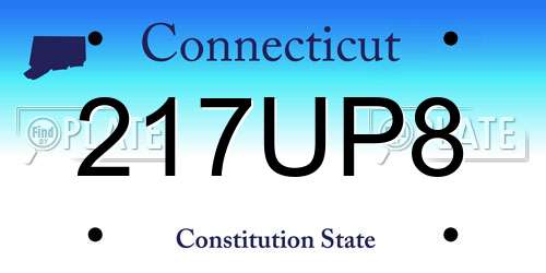 217UP8 Connecticut License Plate